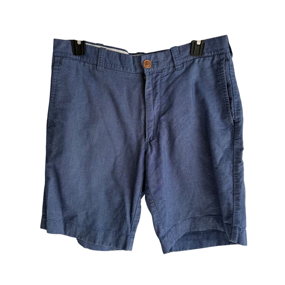 J. CREW Blue Chambray Mens Gramercy Flat Front Preppy Summer Chino Shorts, 31W